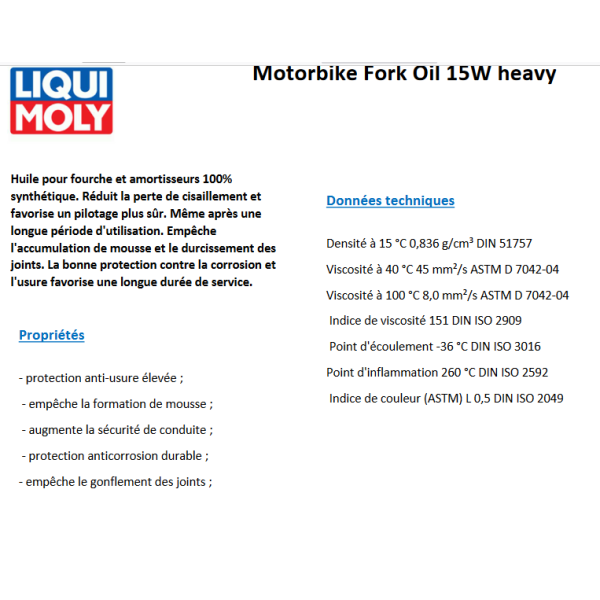Huile de fourche 15w Liqui Moly