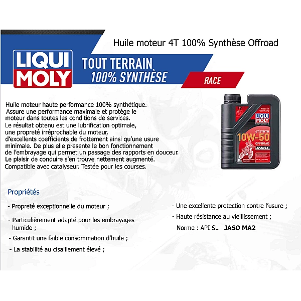 Huile moto 4L lIQUI MOLY 10W50 4T synth Offroad race