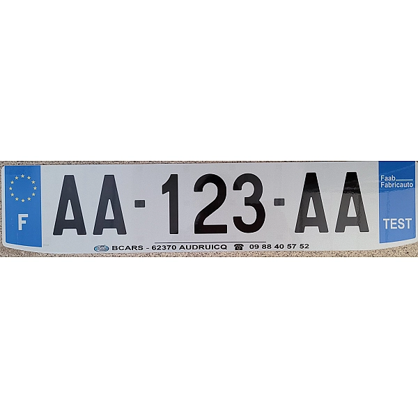 Plaque d'immatriculation Alizé Voiture NON SIV